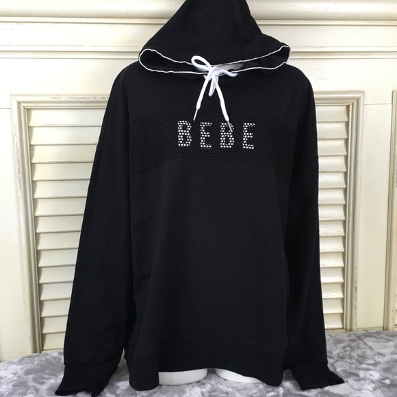 bebe Tops - Bebe Sport Mesh Mix Black Hoodie NWT Size 1X